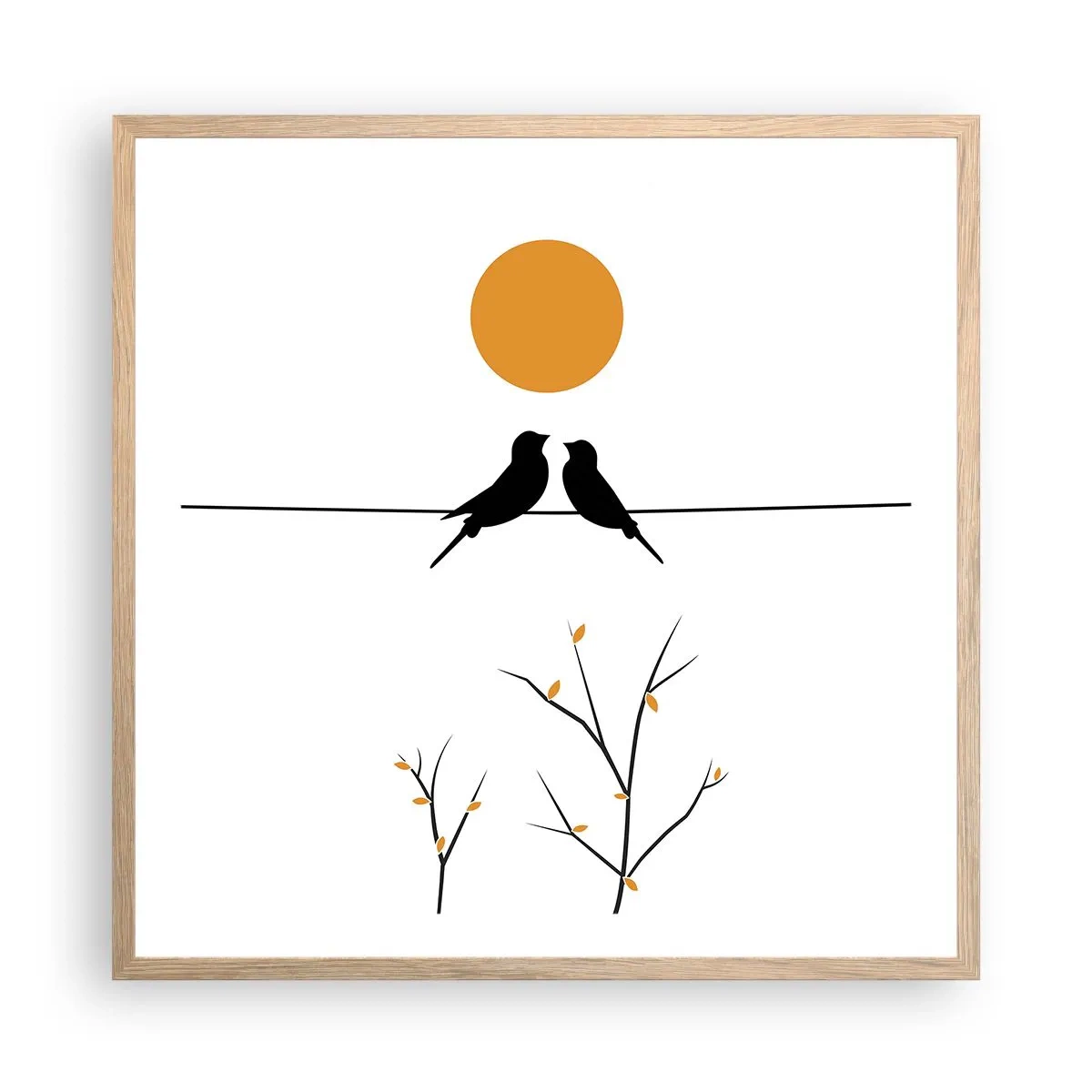 Affiche dans un chêne clair - Poster - Soirée pour rossignols - 60x60 cm