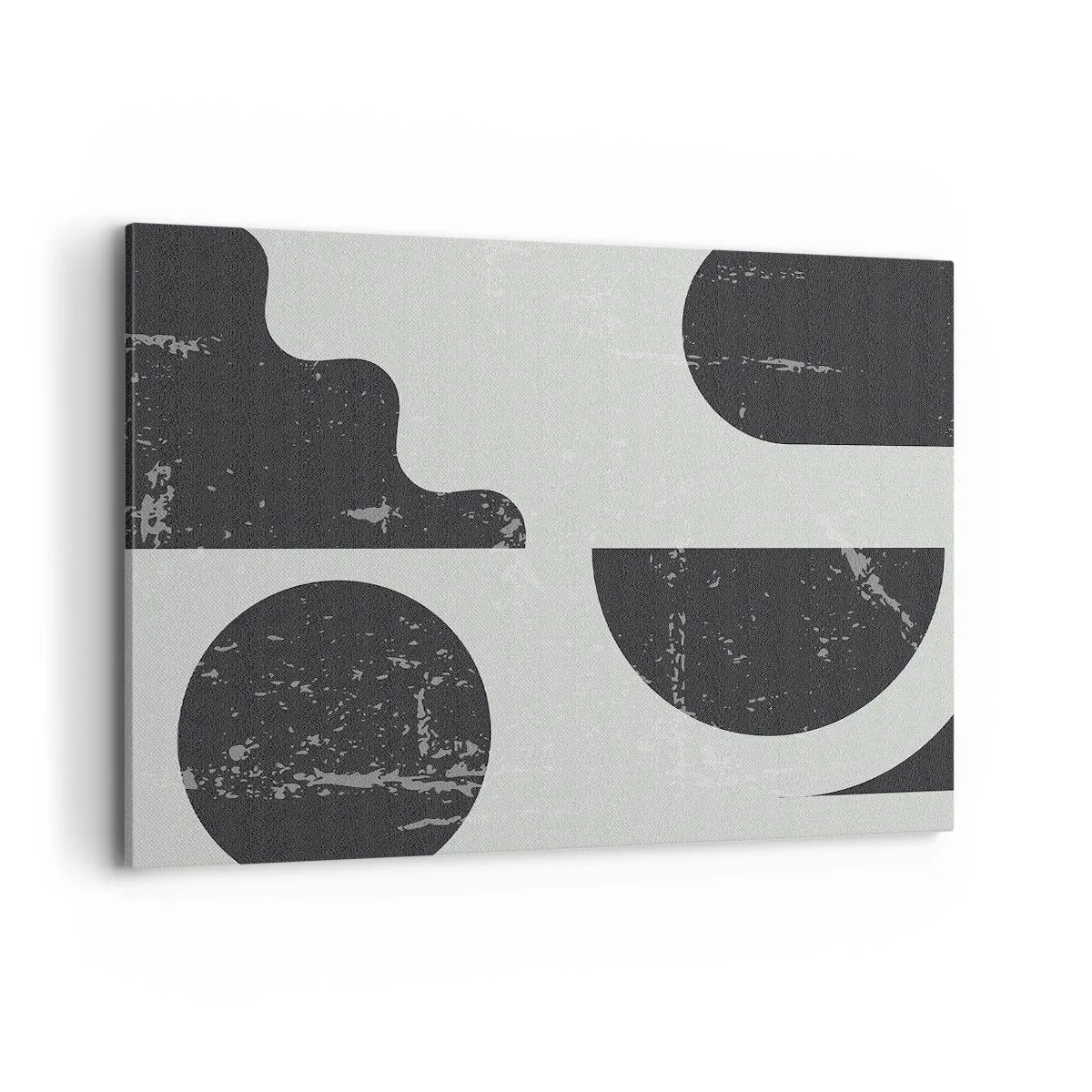 Impression sur toile - Image sur toile - Motifs géométriques dans les tons de noir et de gris - 100x70cm - Composition dessus et dessous - Décoration murale moderne pour le salon et la chambre ARTTOR