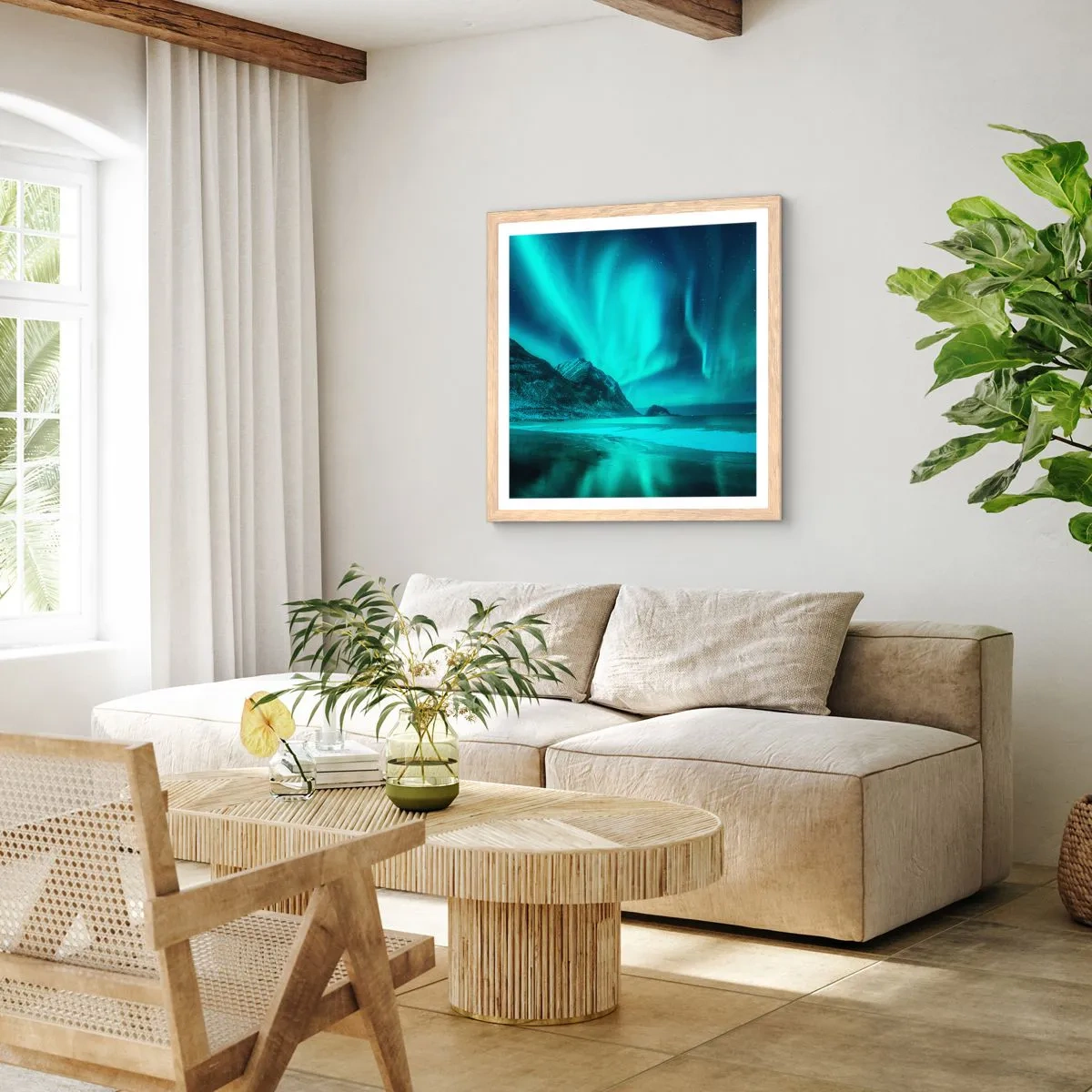 Affiche dans un chêne clair - Poster - Merveilles du Nord - 60x60 cm