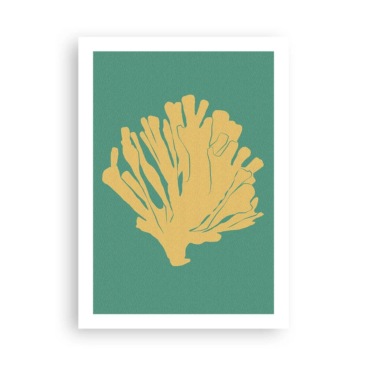 Affiche - Poster - Corail doré sur fond turquoise - 50x70cm - Buisson forestier sous-marin - Décoration murale moderne pour le salon et la chambre ARTTOR