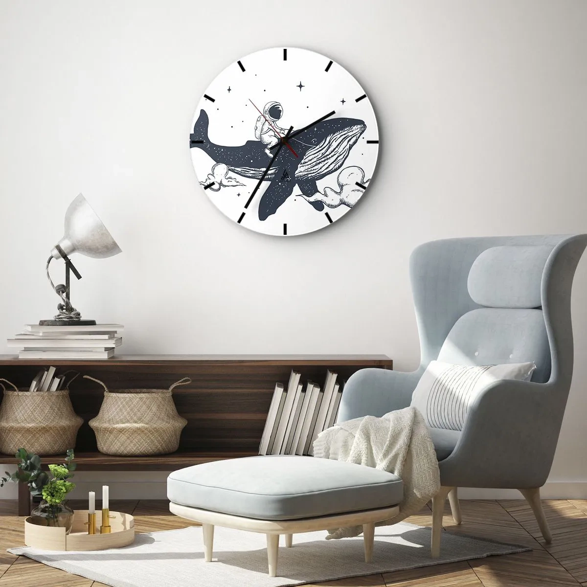 Horloge murale - Pendule murale - Aventure spatiale - 40x40 cm