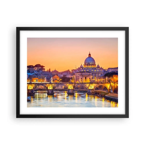 Affiche dans un cadre noir - Poster - Coucher de soleil sur la ville éternelle - 50x40 cm