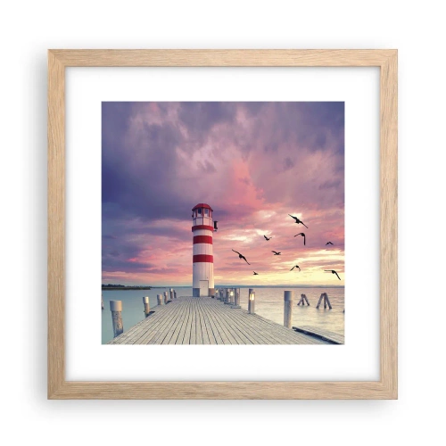 Affiche dans un chêne clair - Poster - C'est l'heure d'aller au port - 30x30 cm