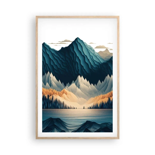 Affiche dans un chêne clair - Poster - Paysage de montagne parfait - 61x91 cm