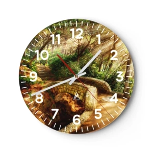 Horloge murale - Pendule murale - Directement du pont dans une forêt de conte de fées - 30x30 cm