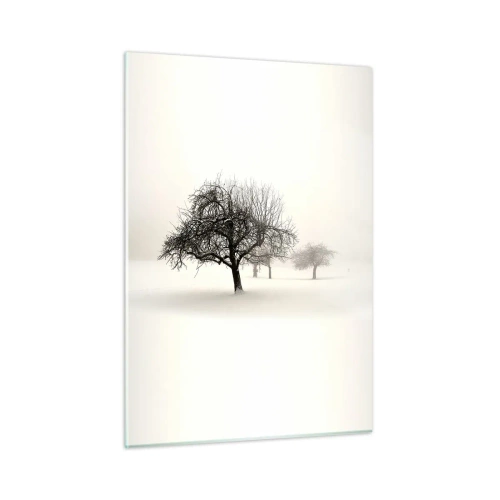 Impression sur verre - Image sur verre - Arbres dans un paysage hivernal recouvert de neige et de brouillard - 50x70cm - Un rêve hivernal - Décoration murale moderne pour le salon et la chambre ARTTOR