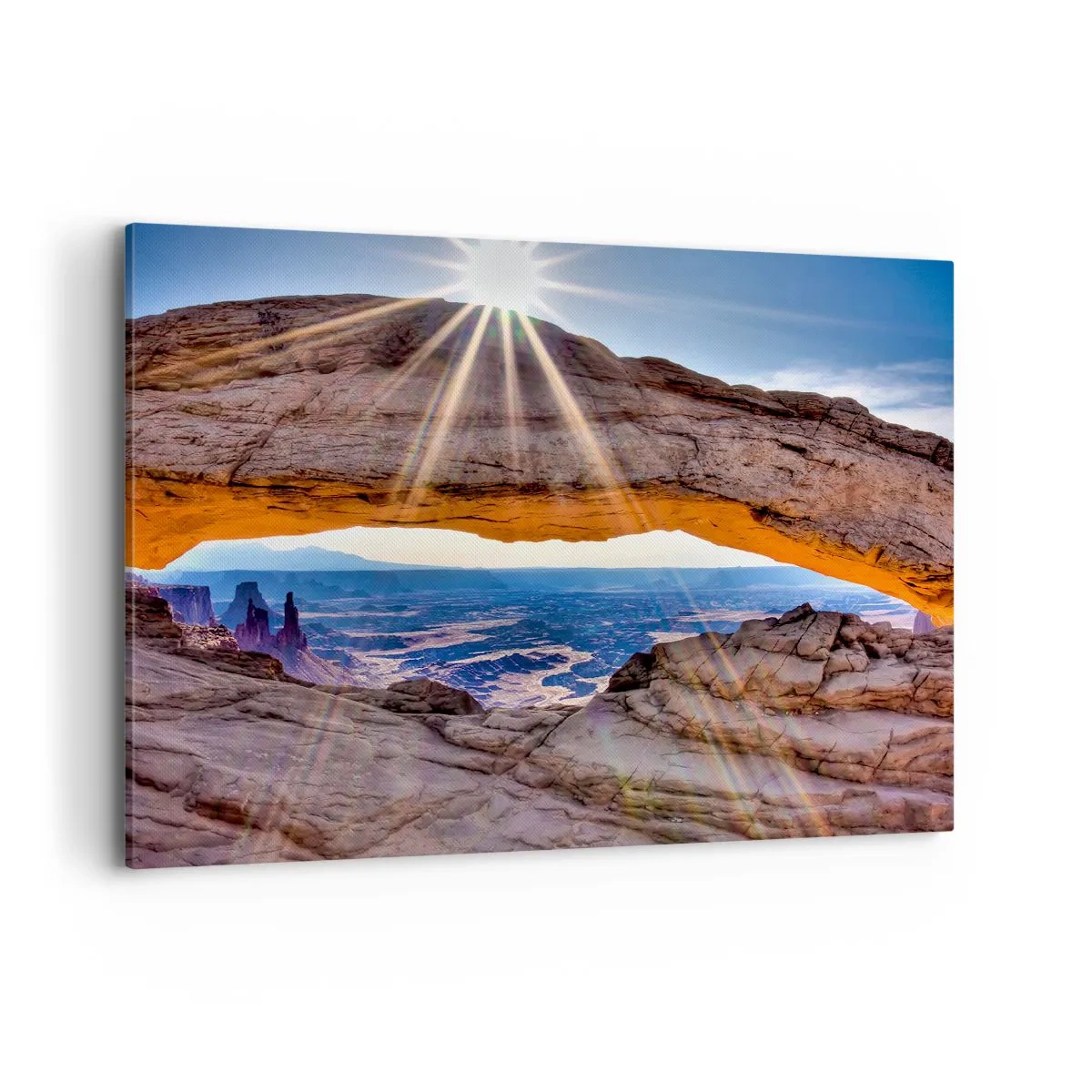 Impression sur toile - Image sur toile - Arche rocheuse surplombant le canyon au lever du soleil - 100x70cm - Par la porte rocheuse - Décoration murale moderne pour le salon et la chambre ARTTOR