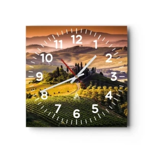 Horloge murale - Pendule murale - Arcadie - le paysage toscan - 30x30 cm