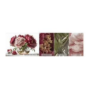 Échantillon de Papier Peint Premium Canvas - En pleine floraison de beauté - Bouquet de fleurs, Vase, Pivoines - 100x30 cm