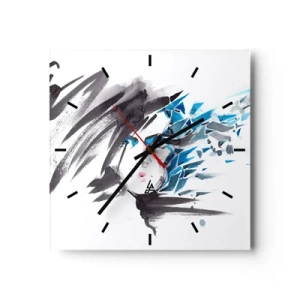 Horloge murale - Pendule murale - Portrait sensuel en gris et bleu - 40x40 cm