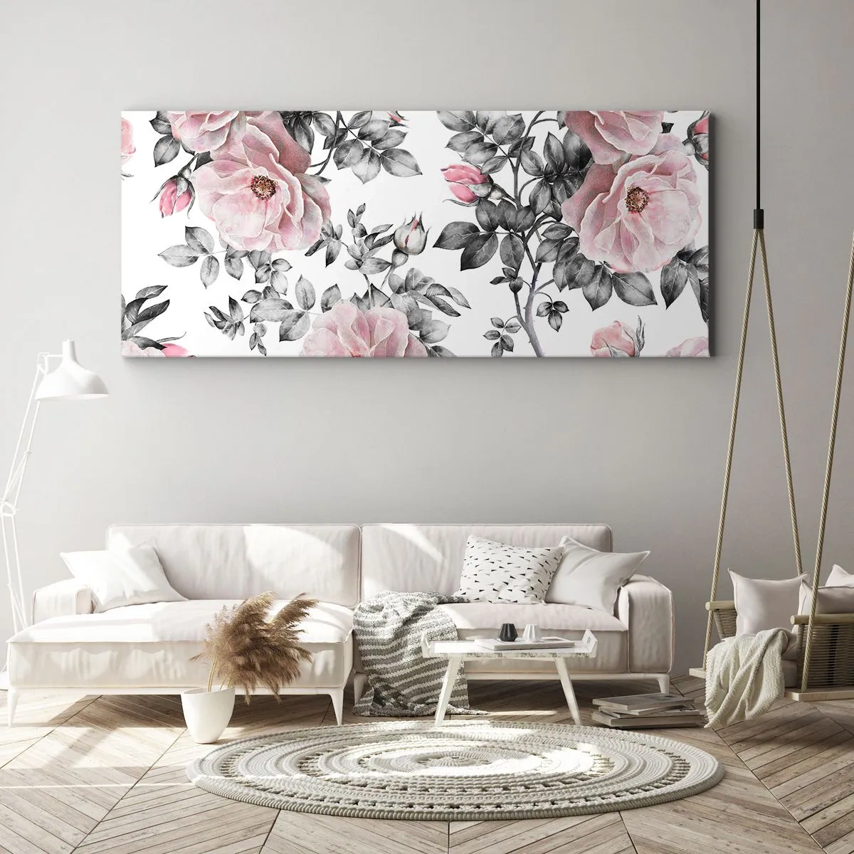 Impression sur toile - Image sur toile - Se perdre dans les fleurs des roses - 100x40 cm