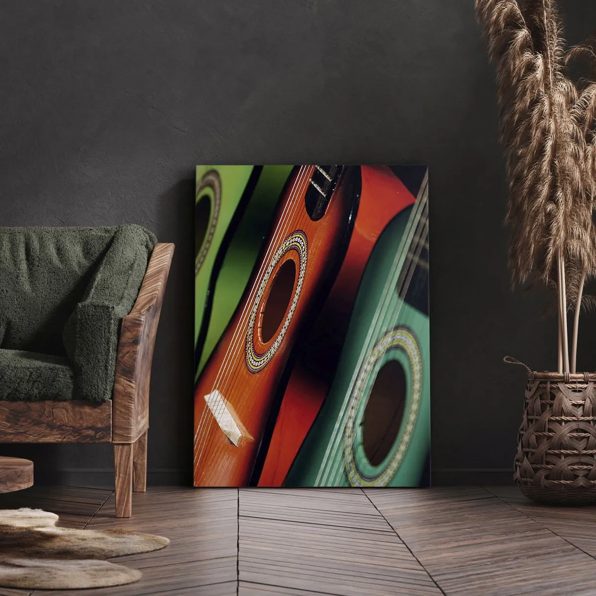 Impression sur toile - Image sur toile - La guitare a plusieurs couleurs - 45x80 cm