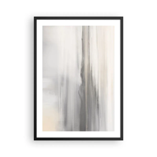 Affiche dans un cadre noir - Poster - De subtiles stries verticales dans des tons de gris et de beige - 50x70cm - Distance réfléchie - Décoration murale moderne pour le salon et la chambre ARTTOR