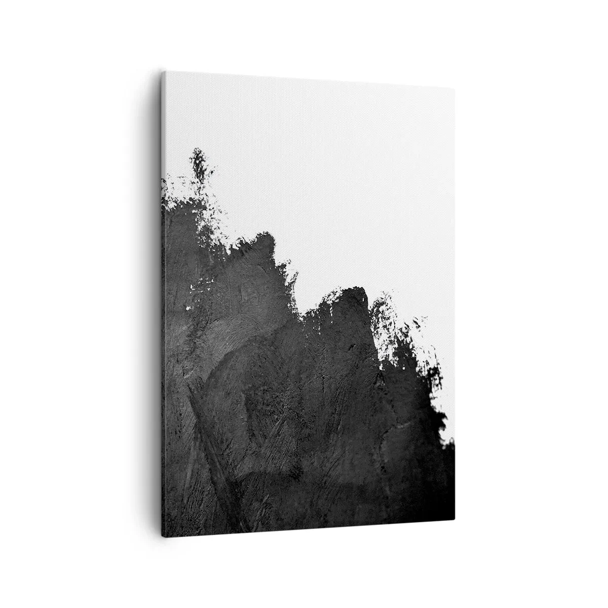 Impression sur toile - Image sur toile - Abstraction en noir et blanc avec des coups de pinceau contrastés - 50x70cm - Éléments : terre - Décoration murale moderne pour le salon et la chambre ARTTOR