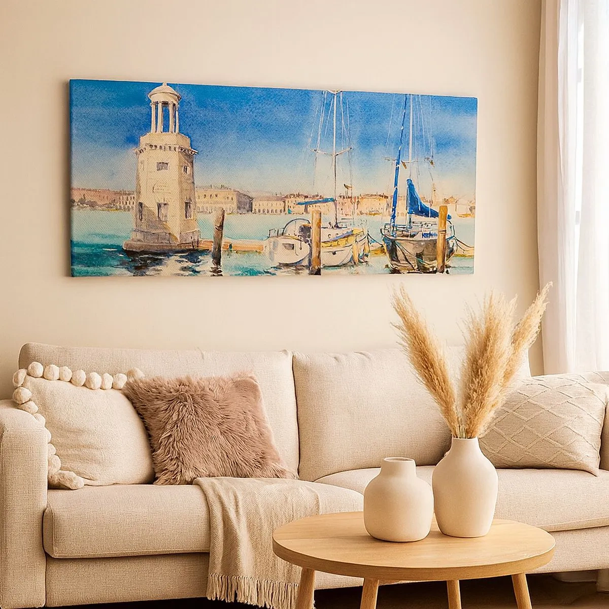 Impression sur toile - Image sur toile - Lagune ensoleillée - 100x40 cm