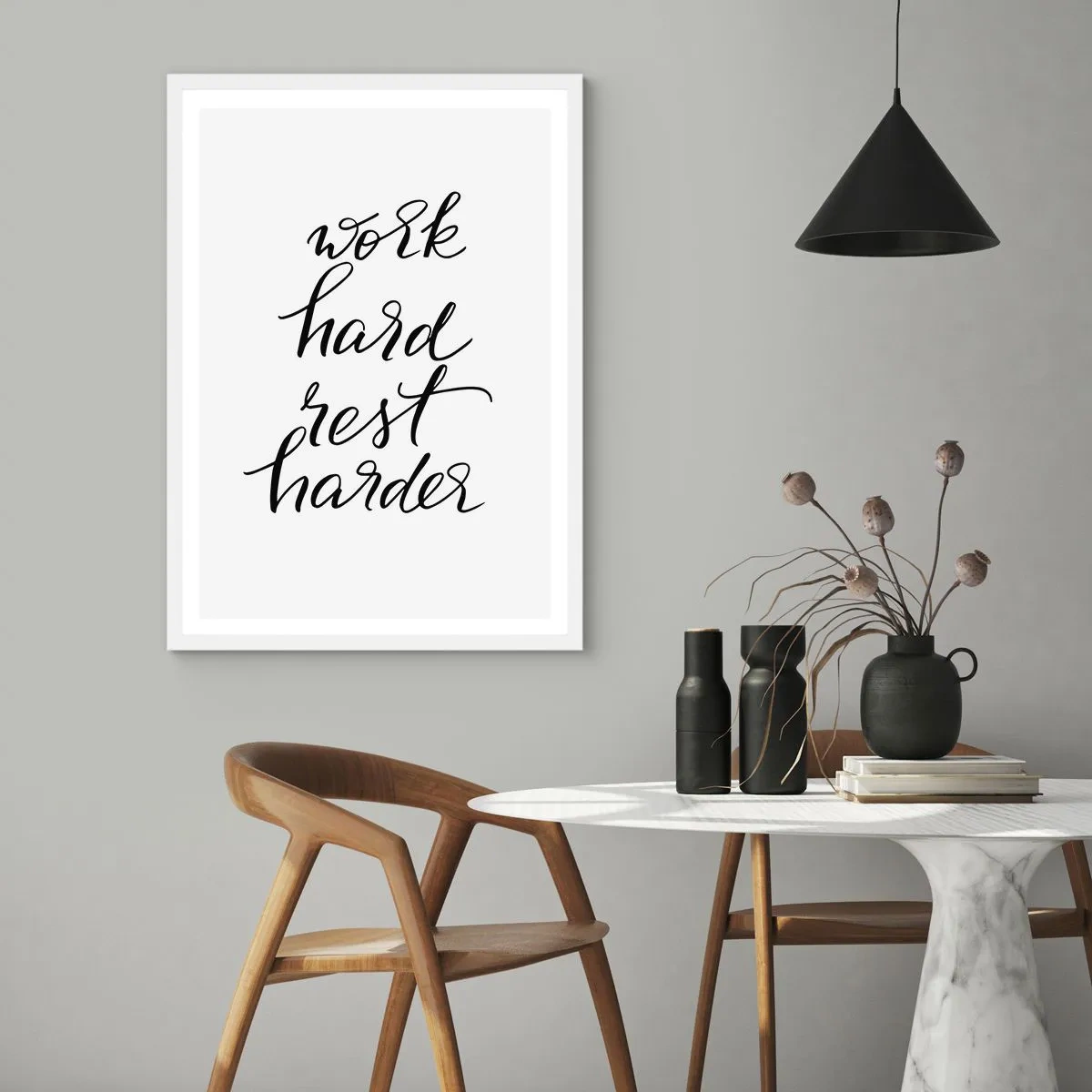 Affiche dans un cadre blanc - Poster - Équilibre de vie - 40x50 cm
