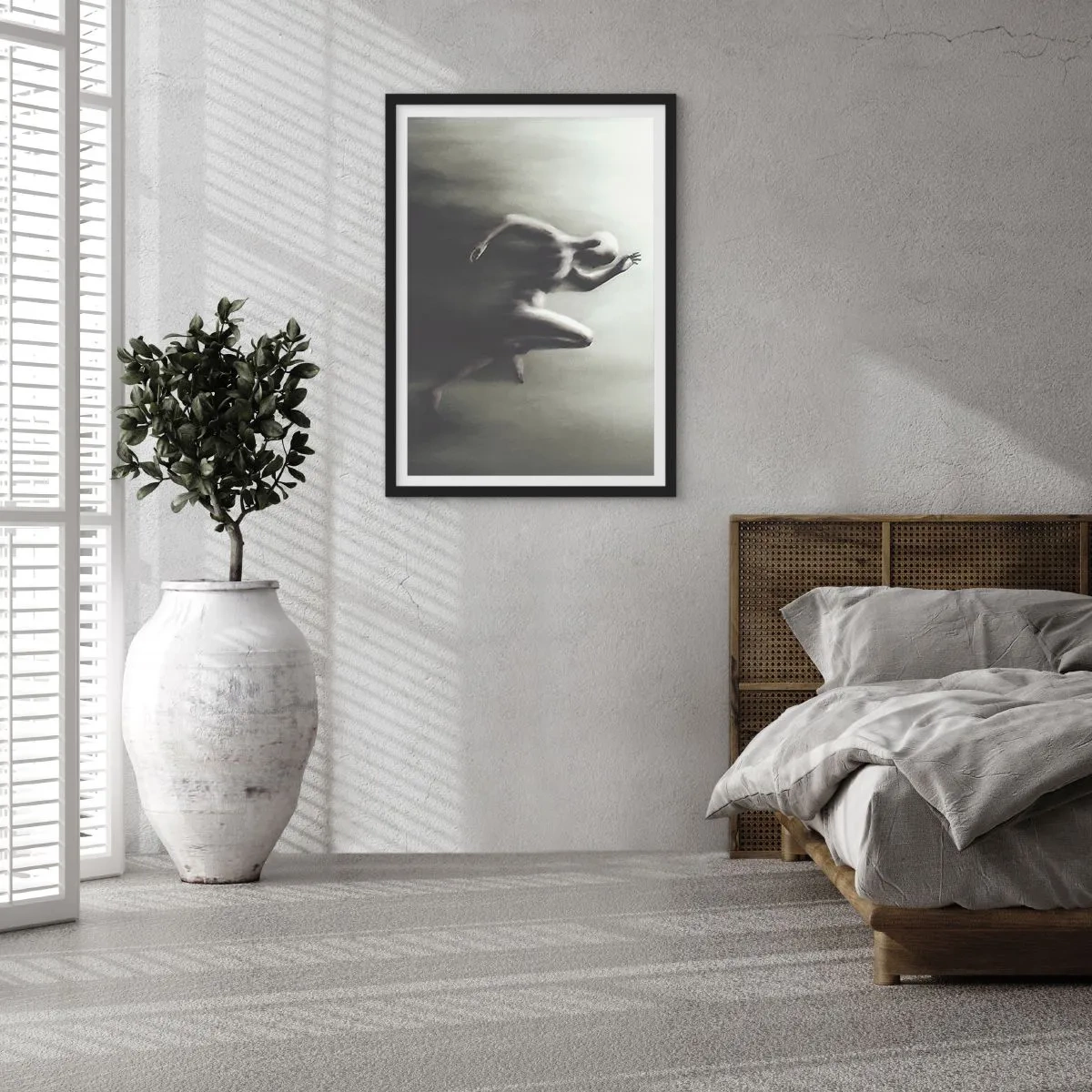 Affiche dans un cadre noir - Poster - Une figure abstraite en mouvement dans des tons monochromes. - 50x70cm - Inarrêtable - Décoration murale moderne pour le salon et la chambre ARTTOR