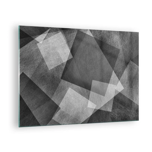 Impression sur verre - Image sur verre - Abstraction géométrique dans les tons de noir, blanc et gris - 70x50cm - Le symbole éternel de durabilité et d'ordre - Décoration murale moderne pour le salon et la chambre ARTTOR
