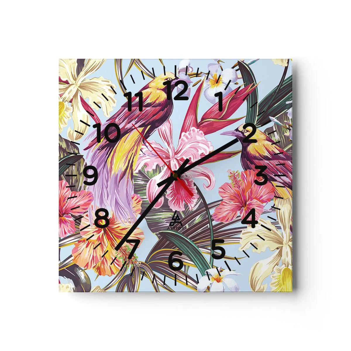 Horloge murale - Pendule murale - Pétales et plumes - 40x40 cm