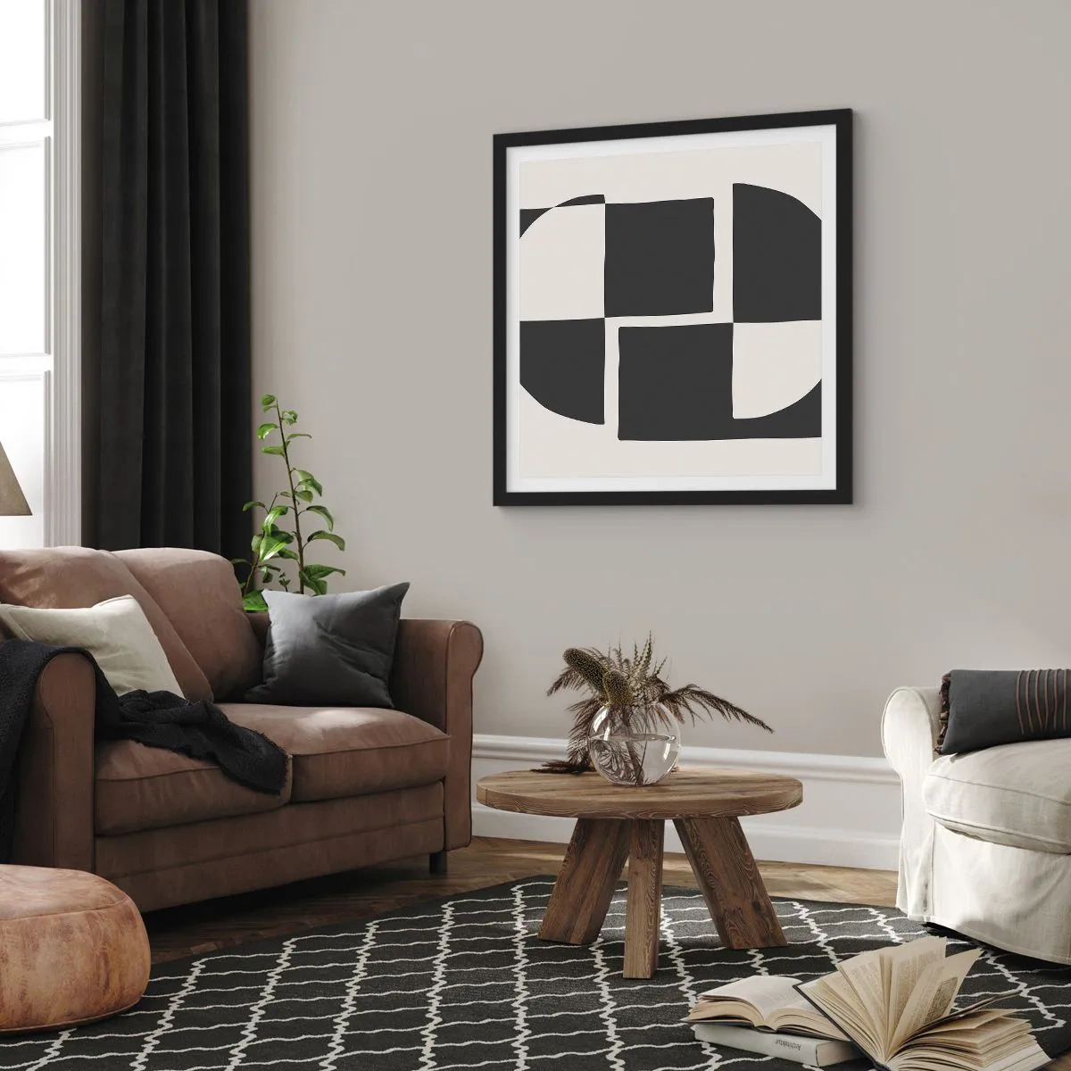 Affiche dans un cadre noir - Poster - Antithèse - Synthèse - 60x60 cm