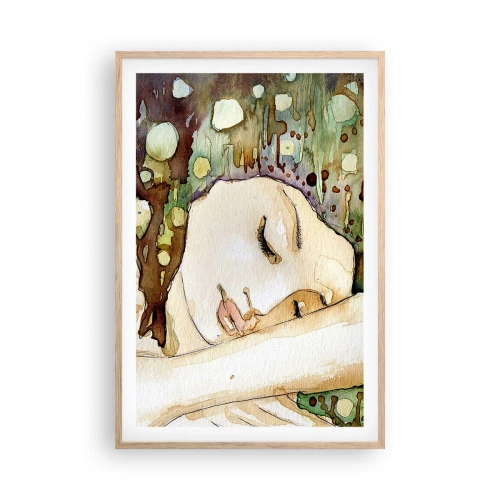 Affiche dans un chêne clair - Poster - Un rêve violet émeraude - 61x91 cm