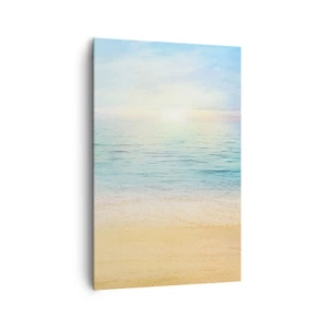 Impression sur toile - Image sur toile - Une plage avec une mer turquoise et un ciel clair - 80x120cm - Le grand bleu - Décoration murale moderne pour le salon et la chambre ARTTOR