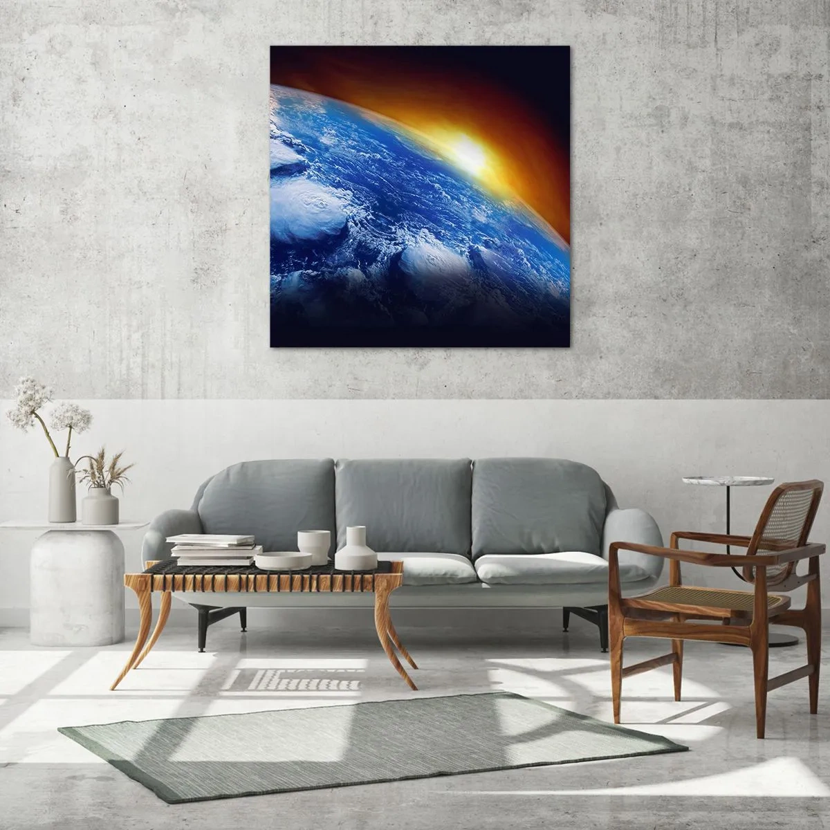 Impression sur verre - Image sur verre - Lever de soleil sur la planète bleue - 60x60 cm