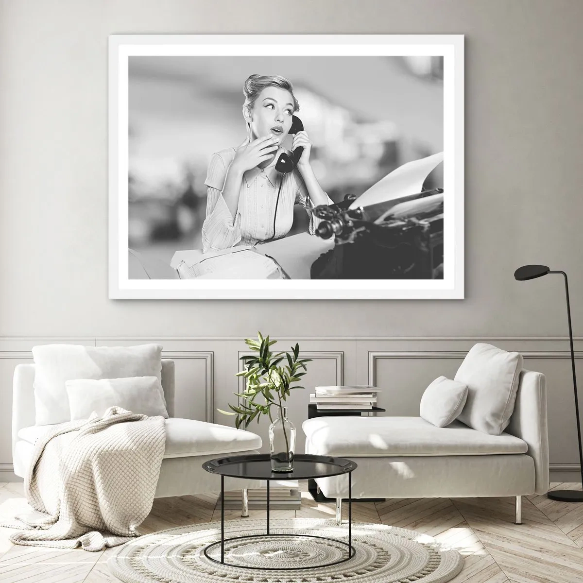 Affiche dans un cadre blanc - Poster - Hello! Ici les années 50 - 50x40 cm