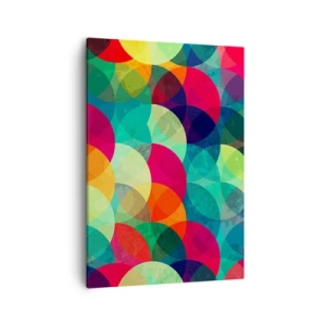 Impression sur toile - Image sur toile - Motifs géométriques colorés composés de cercles et de demi-cercles - 50x70cm - Ascension - Décoration murale moderne pour le salon et la chambre ARTTOR