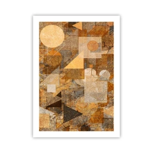 Affiche - Poster - Composition géométrique abstraite dans les tons de marron et d'orange - 50x70cm - Étude cubique de marron - Décoration murale moderne pour le salon et la chambre ARTTOR