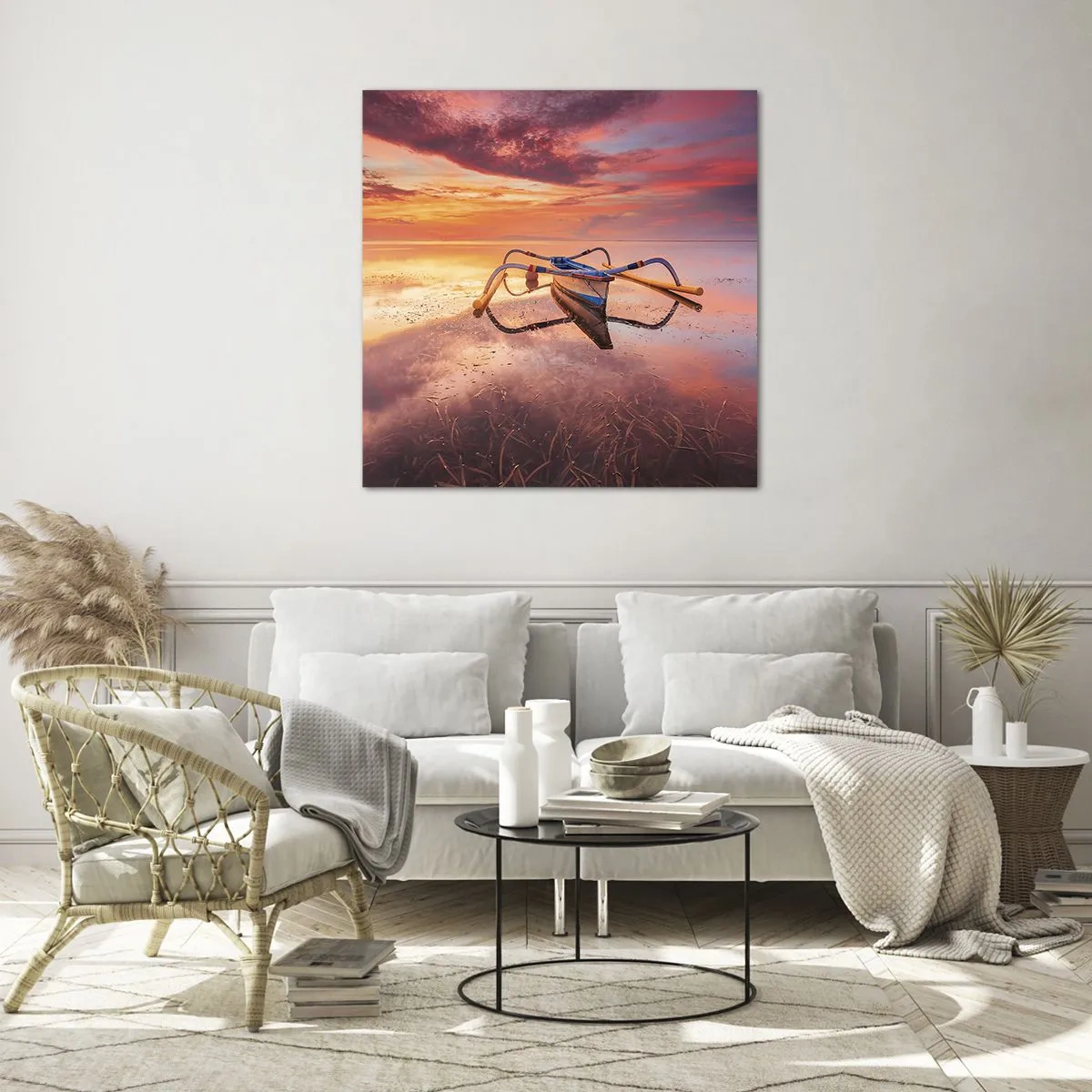 Impression sur verre - Image sur verre - Le calme d'une soirée tropicale - 60x60 cm