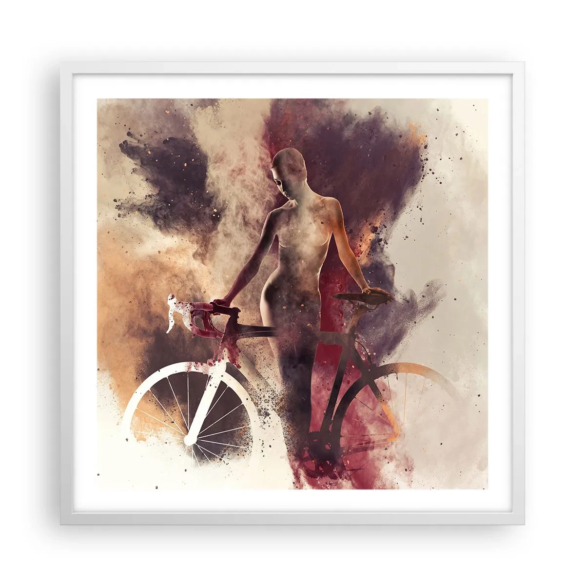 Affiche dans un cadre blanc - Poster - Une âme de vélo aux formes marbrées - 60x60 cm