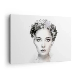 Impression sur toile - Image sur toile - Un portrait artistique d'une femme aux accents abstraits délicats. - 70x50cm - Un portrait extrêmement stylé - Décoration murale moderne pour le salon et la chambre ARTTOR