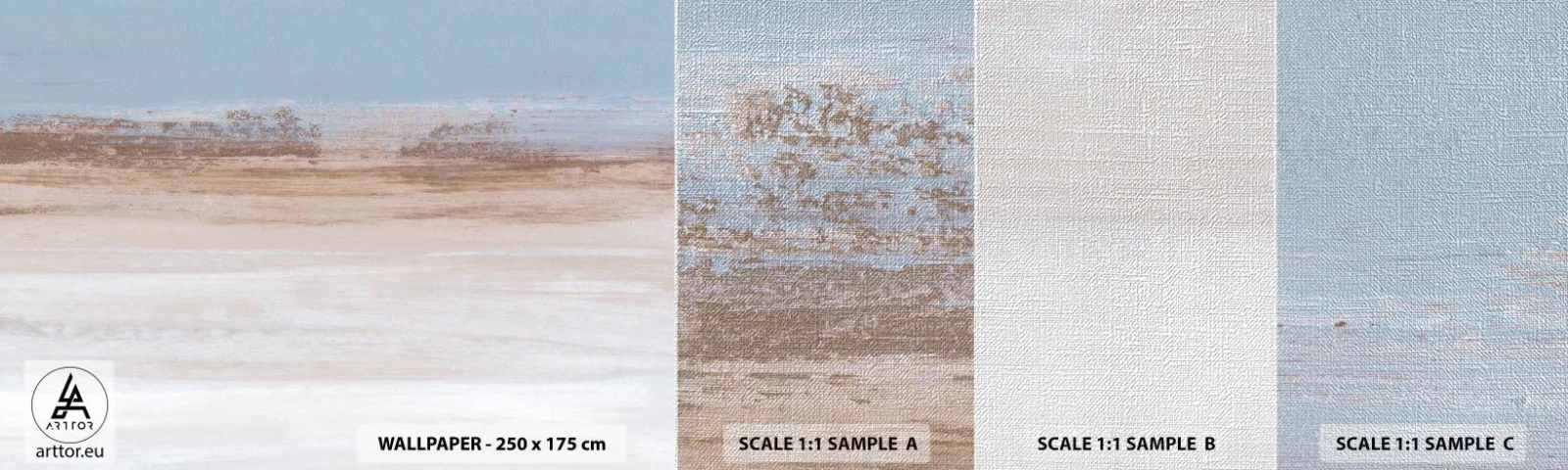 Échantillon de Papier Peint Premium Canvas - Paysage ambigu - Morceau, Brillant, Minimalisme - 100x30 cm