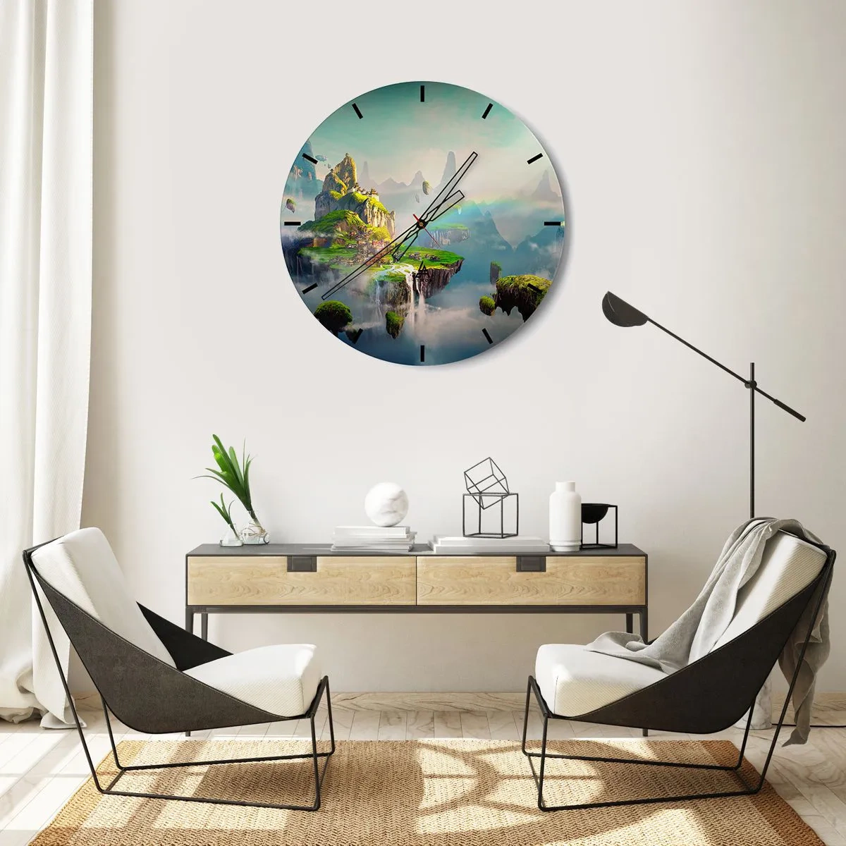 Horloge murale - Pendule murale - Au milieu des cieux - îles du bonheur - 30x30 cm