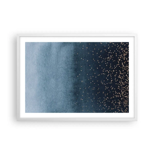 Affiche dans un cadre blanc - Poster - Composition - phases bleues - 70x50 cm