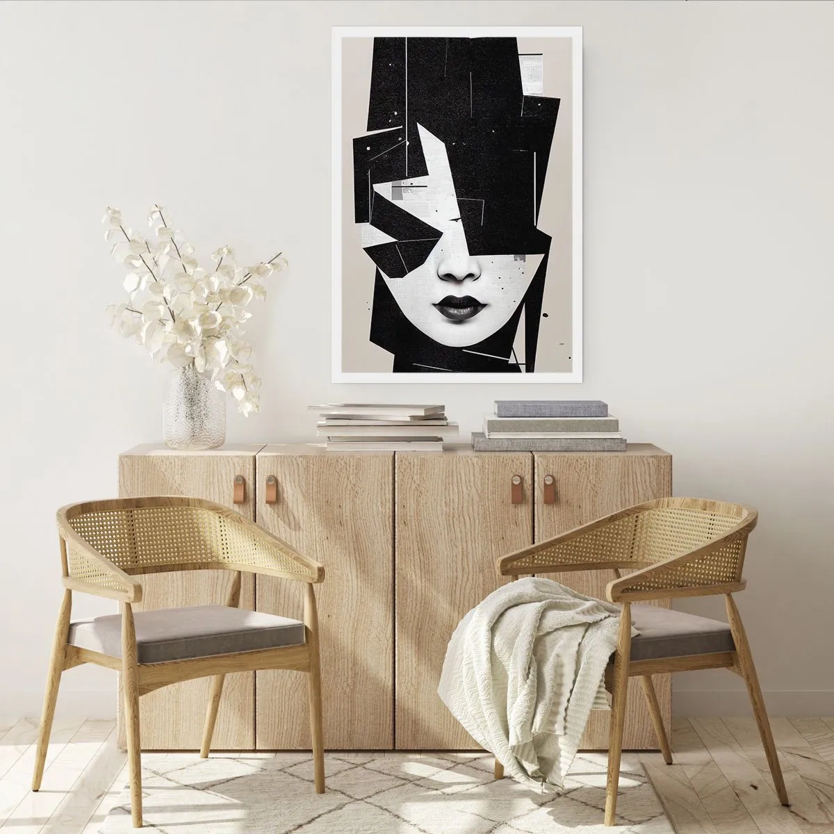 Affiche - Poster - Portrait abstrait d'une femme en noir et blanc - 50x70cm - Profondément caché - Décoration murale moderne pour le salon et la chambre ARTTOR