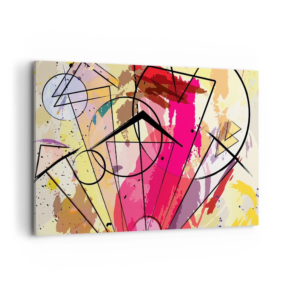 Impression sur toile - Image sur toile - Abstraction avec des lignes et des formes géométriques - 120x80cm - Explosion - Décoration murale moderne pour le salon et la chambre ARTTOR