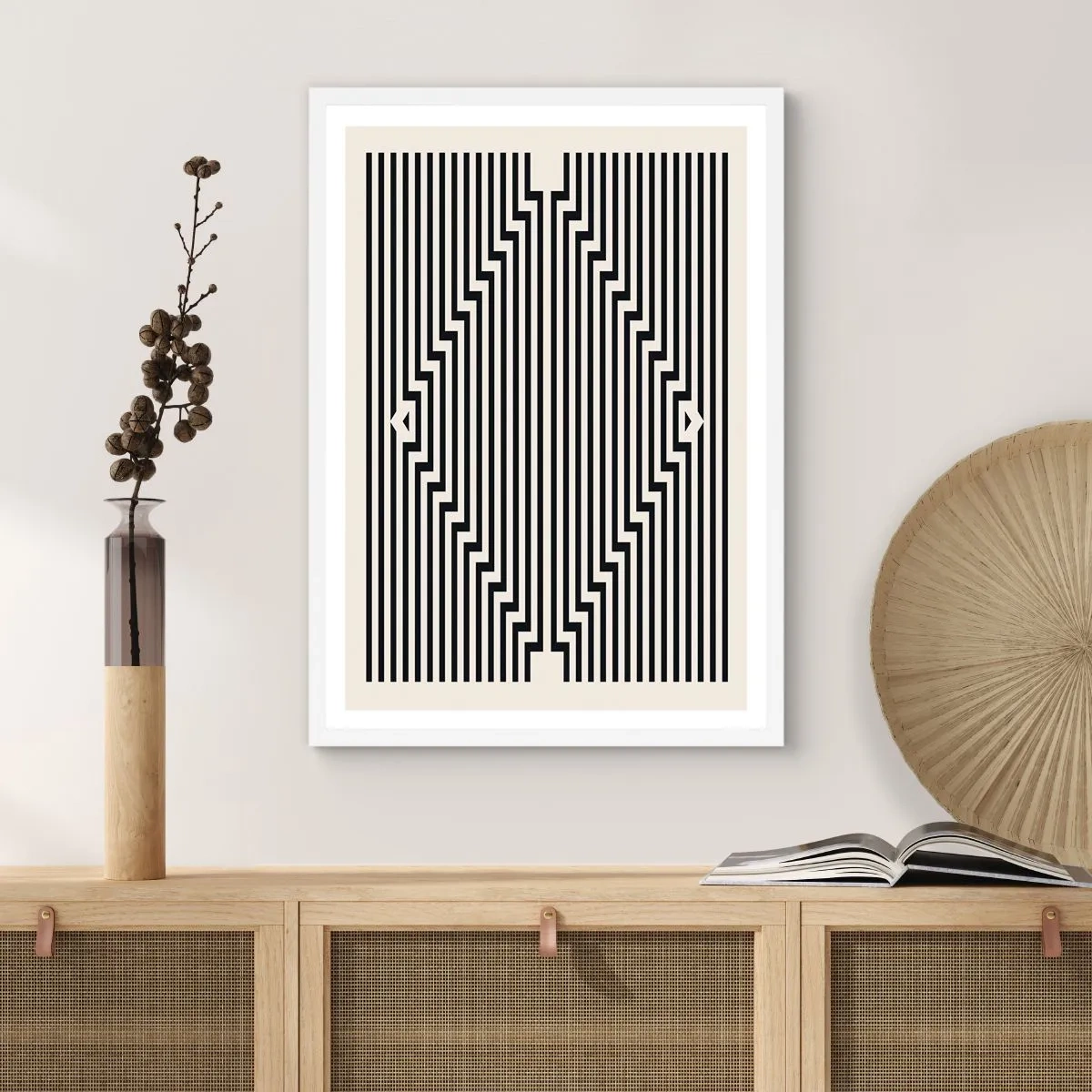 Affiche dans un cadre blanc - Poster - Illusion géométrique - 50x70 cm
