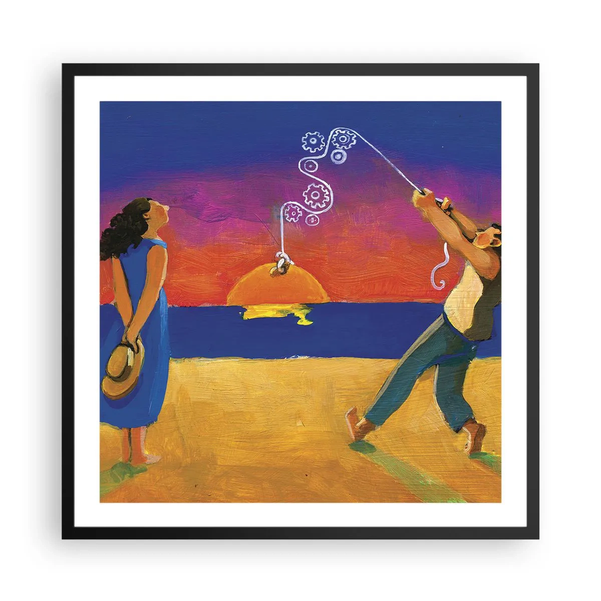 Affiche dans un cadre noir - Poster - Plus qu'une étoile dans le ciel - 60x60 cm