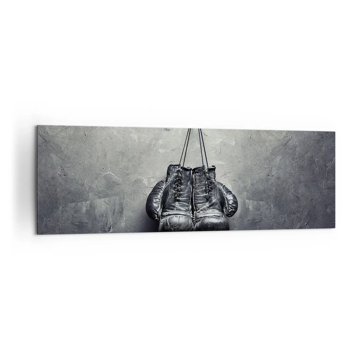 Impression sur toile - Image sur toile - De vieux gants de boxe contre le mur - 160x50cm - Un temps pour se battre et un temps pour la paix - Décoration murale moderne pour le salon et la chambre ARTTOR