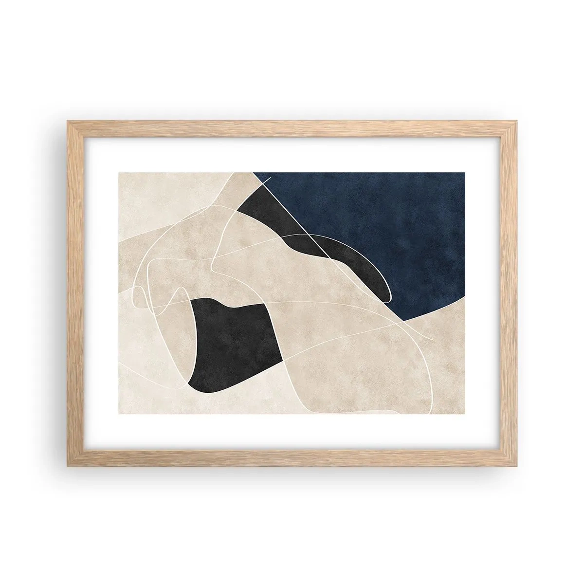 Affiche dans un chêne clair - Poster - Composition abstraite - contraste de couleurs - 40x30 cm