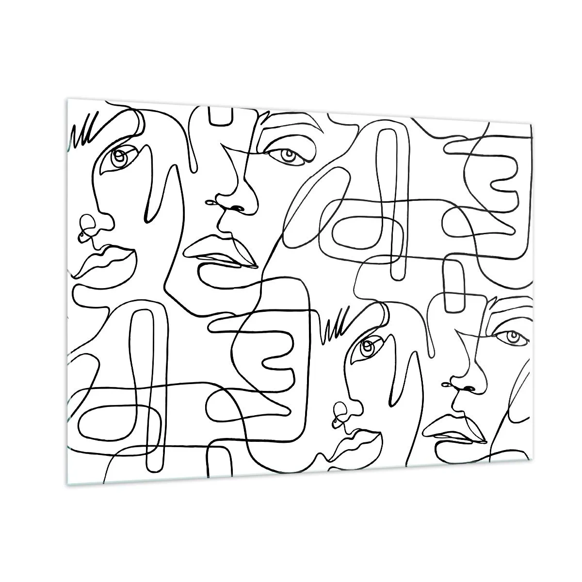 Impression sur verre - Image sur verre - Graphiques de visage en noir et blanc - 100x70cm - Dans des émotions enchevêtrées - Décoration murale moderne pour le salon et la chambre ARTTOR