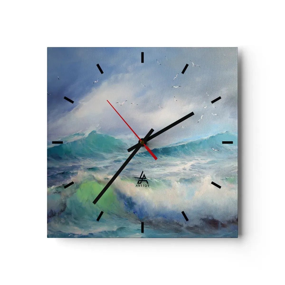 Horloge murale - Pendule murale - De grosses vagues sur l'océan - 30x30cm - "Le tourbillon hurlait de triomphe..." - Décoration murale moderne pour le salon et la chambre ARTTOR