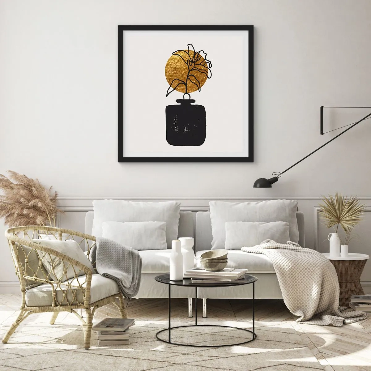 Affiche dans un cadre noir - Poster - La beauté vaut son pesant d'or - 60x60 cm