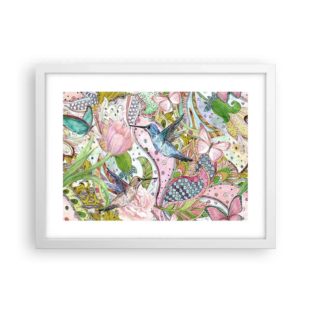 Affiche dans un cadre blanc - Poster - Empêtré dans les vignes - 40x30 cm