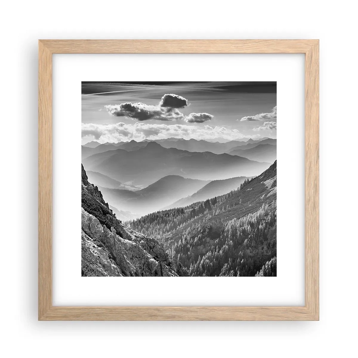 Affiche dans un chêne clair - Poster - Jusqu'à l'horizon - 30x30 cm