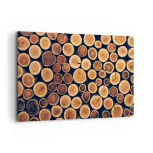 Impression sur toile - Image sur toile - Modèle réalisé à partir de sections transversales de bûches de bois - 120x80cm - Quel âge je semble avoir ? - Décoration murale moderne pour le salon et la chambre ARTTOR