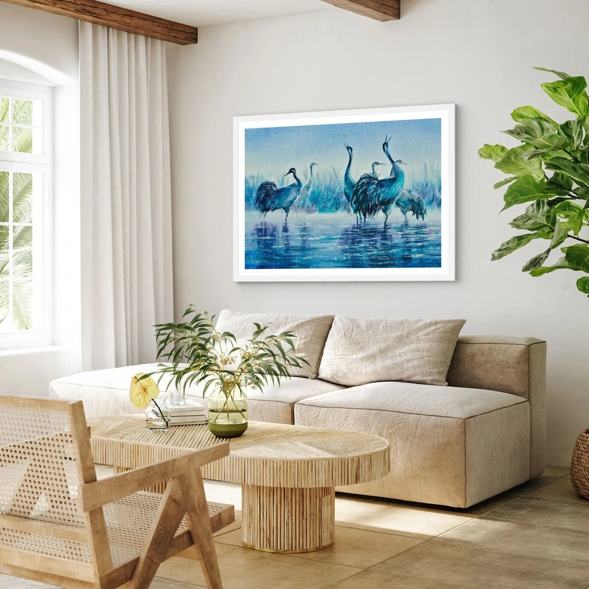 Affiche dans un cadre blanc - Poster - Réunion matinale - 40x30 cm