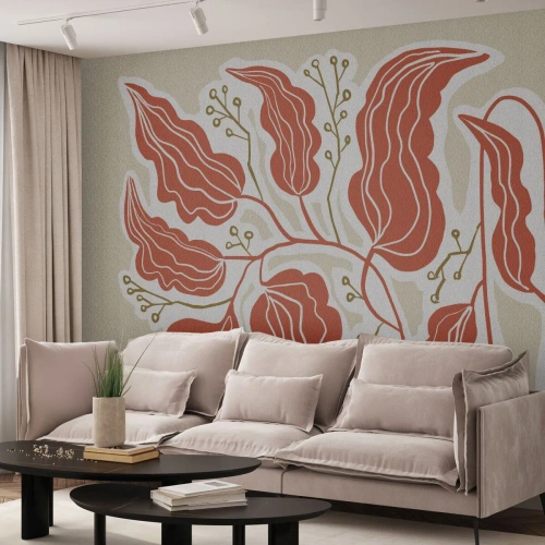 Papier Peint Photo Premium Sand - Folk et coloré - Bohème, Botanique, Fleurs - 400x280 cm